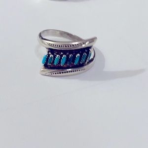 Handmade Native American petit point turquoise ring